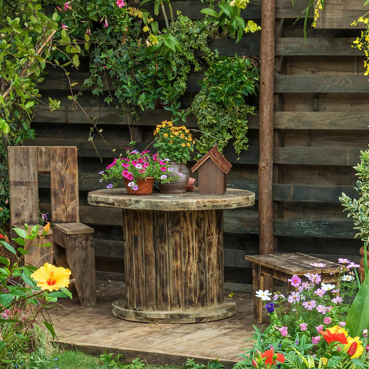 Ladybug house in brown wood