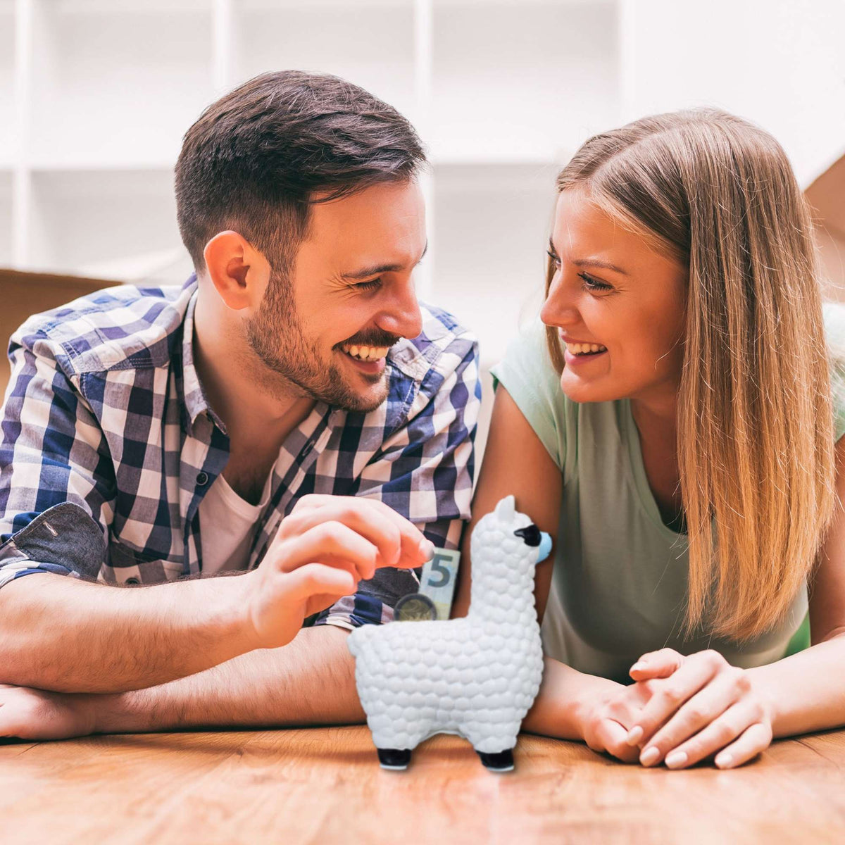 Lame piggy bank with sunglasses