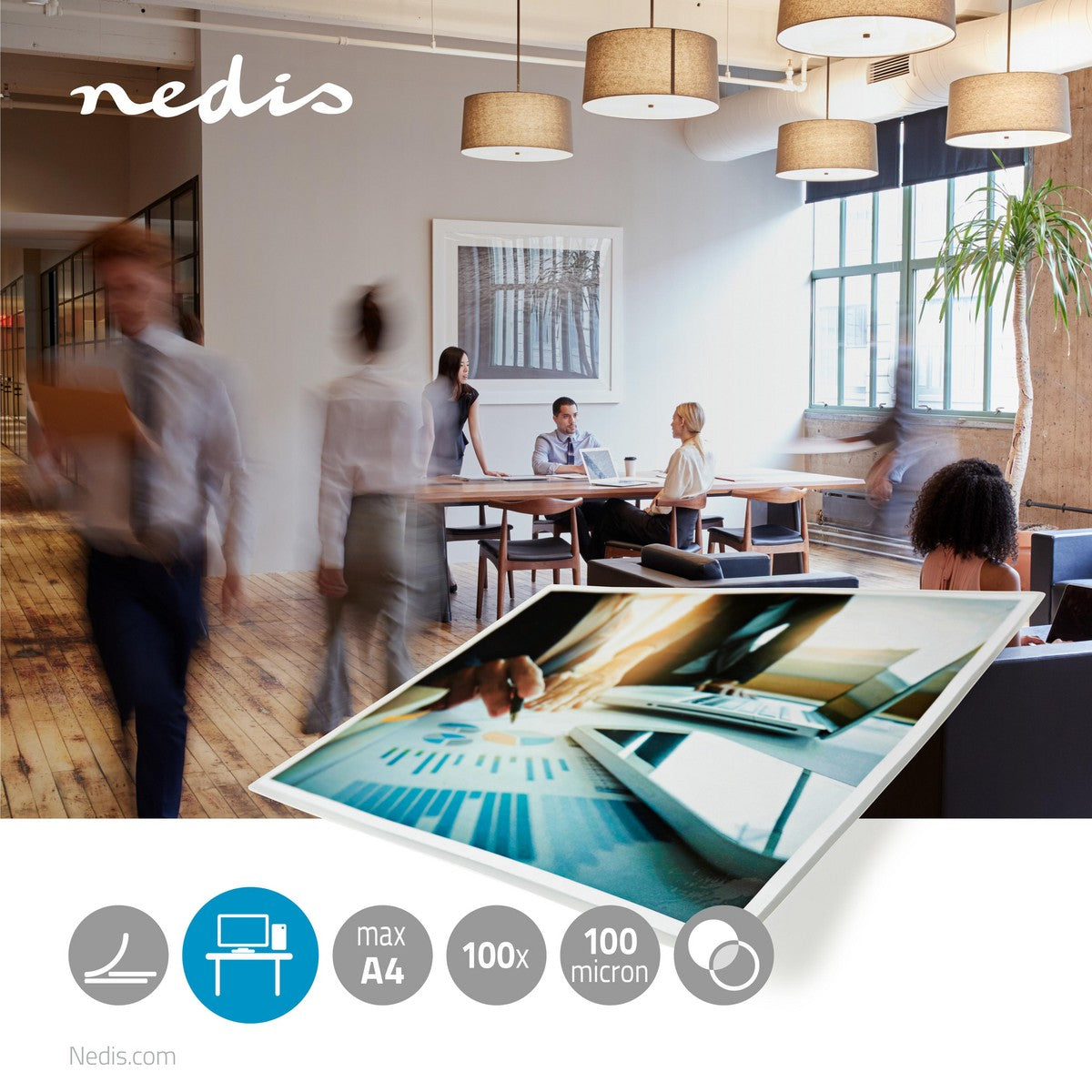 Lamination film | A4 | Thickness: 100 µm | Packed per: 100 pcs. | Plastic | Transparent