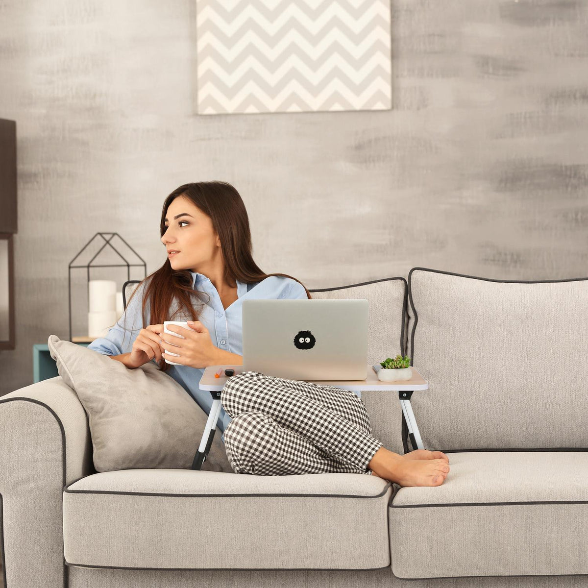 Lap Desk with Wood Effect – Folding Laptop Bed Tray