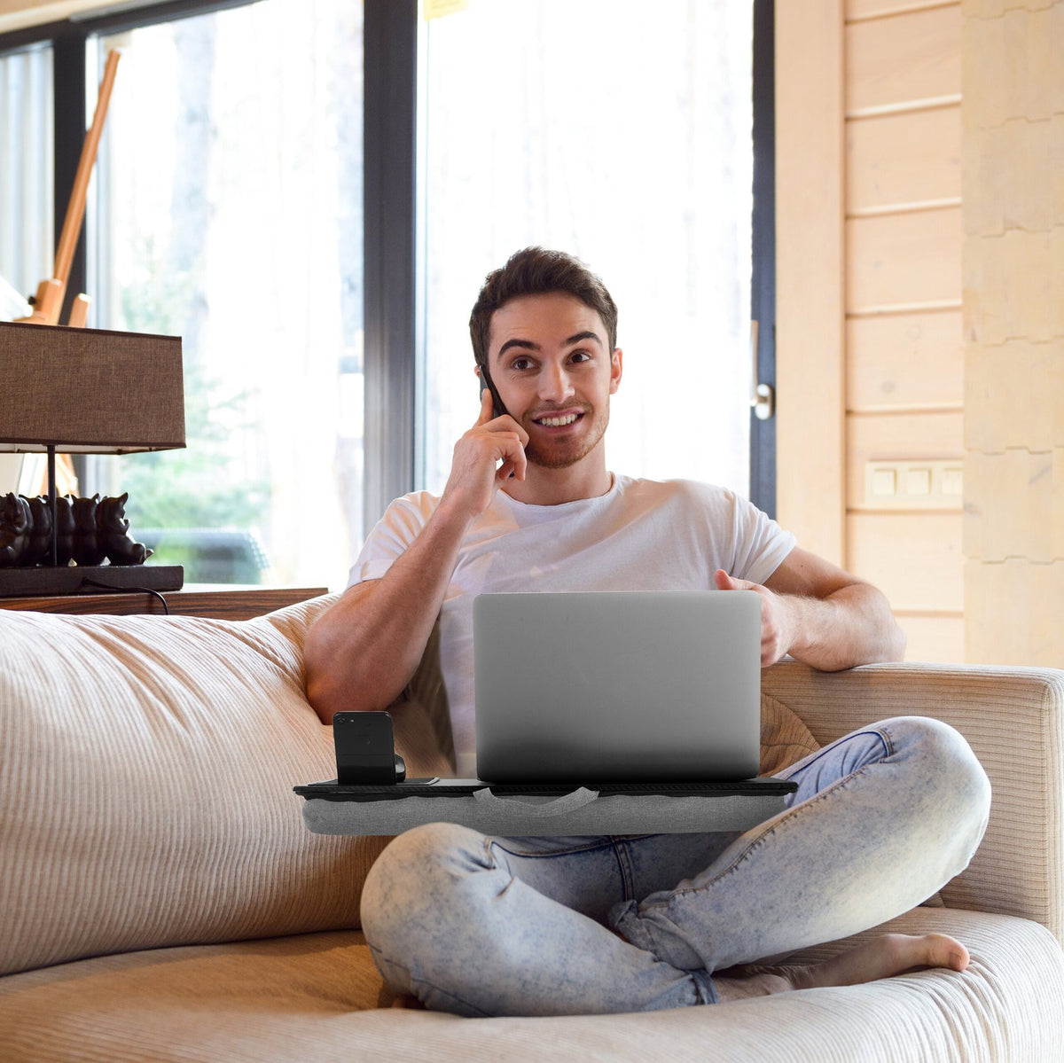 Laptop cushion with mouse pad