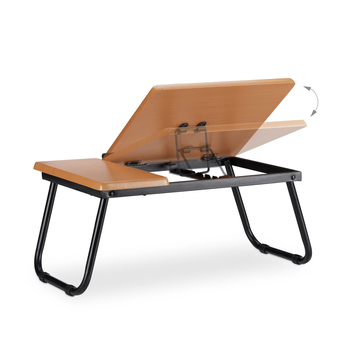 Laptop table with tiltable work surface
