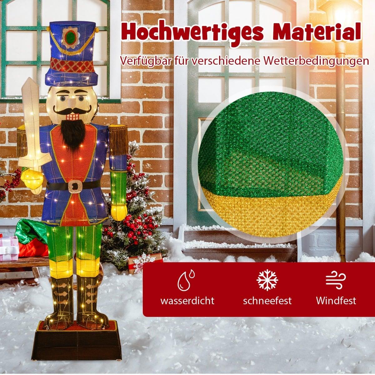 Large 3D Nutcracker with Sword, 110 LED Lights, 184 cm