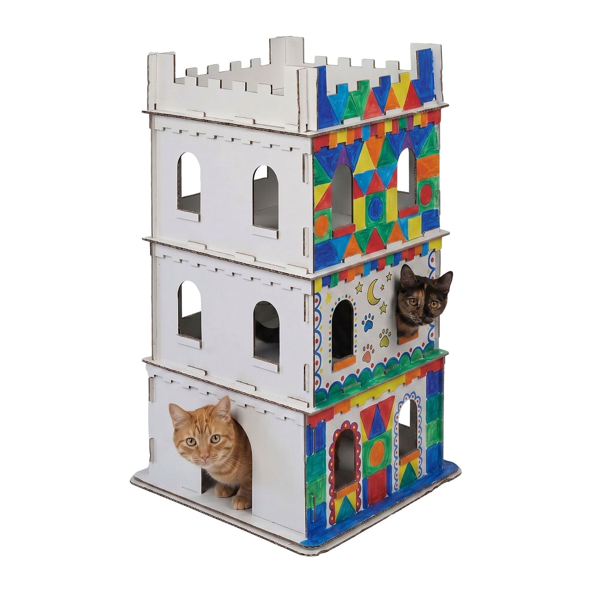 Large Cardboard Cat House – 3-Level, Easy Assemble