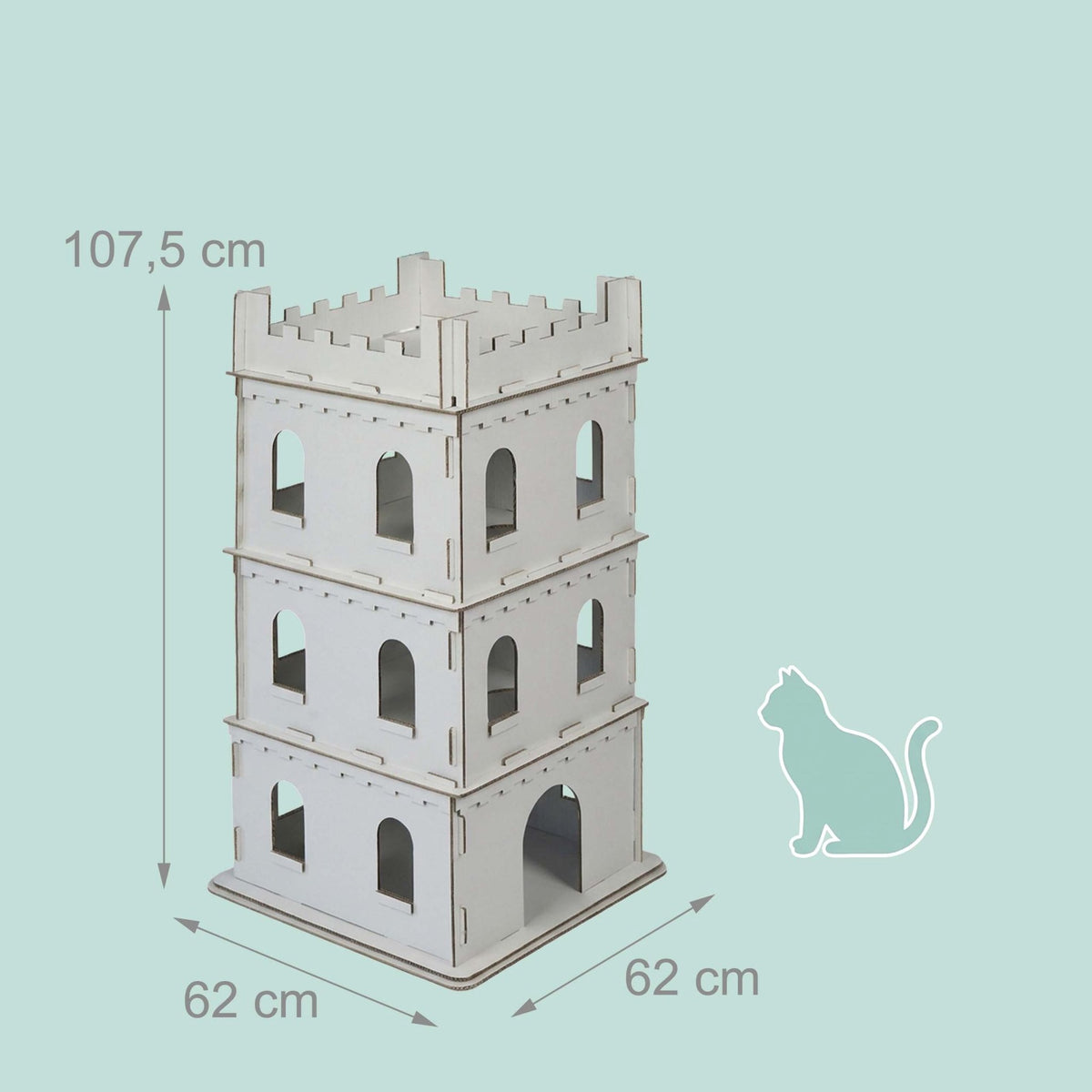 Large Cardboard Cat House – 3-Level, Easy Assemble