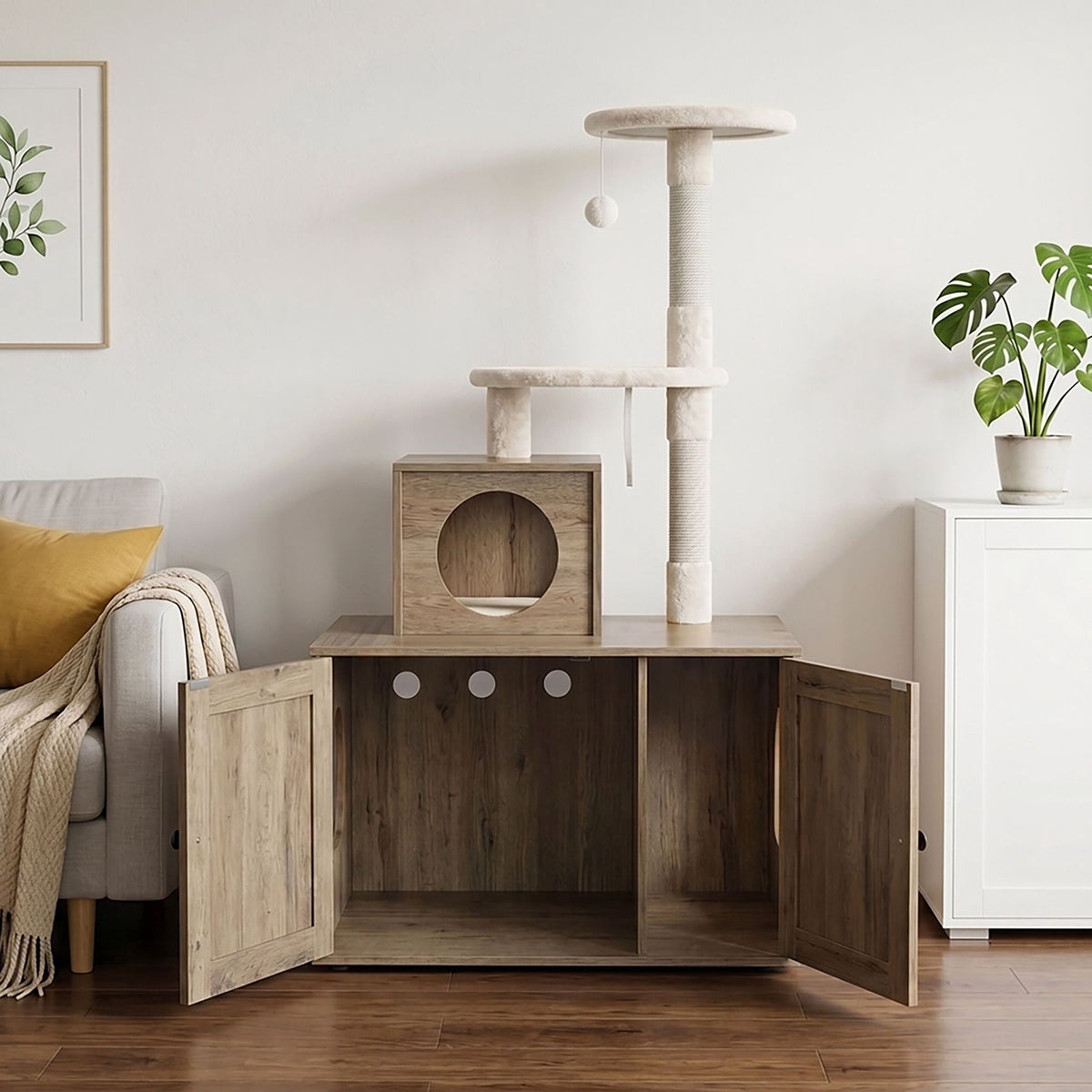 Large Cat Tree with Litter Tray and Sisal Posts