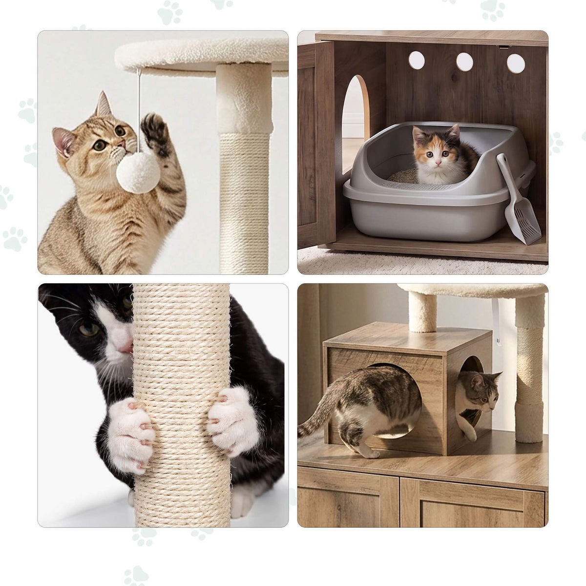 Large Cat Tree with Litter Tray and Sisal Posts