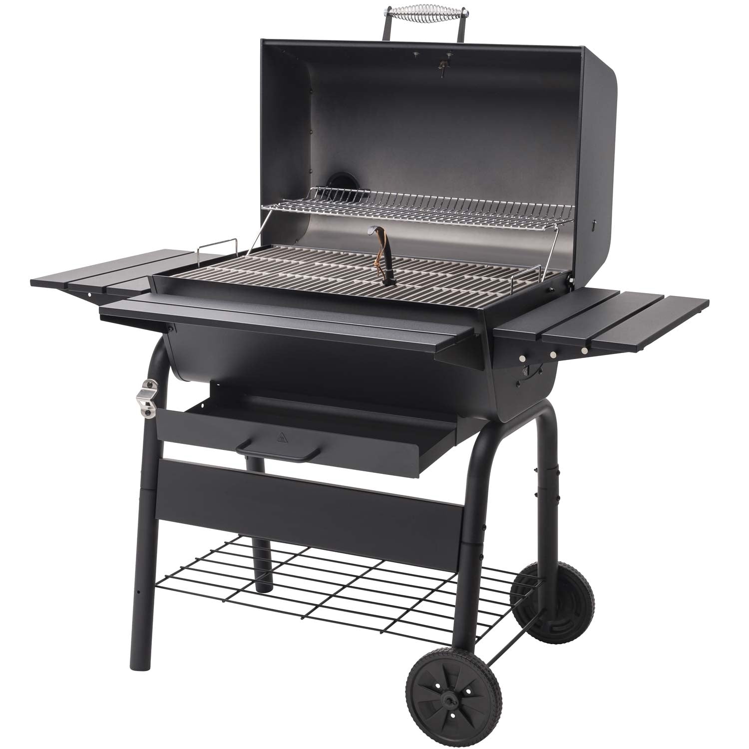 Large Charcoal Grill with Adjustable Grate and Thermometer