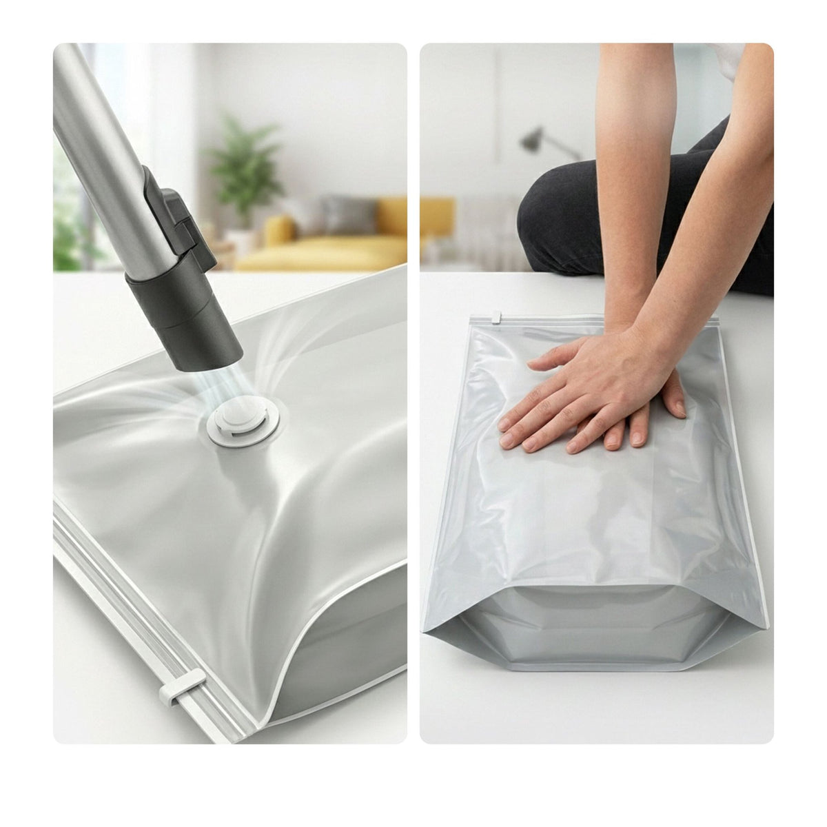 Large Grey Vacuum Storage Bags, 100x80 cm, 10-Pack