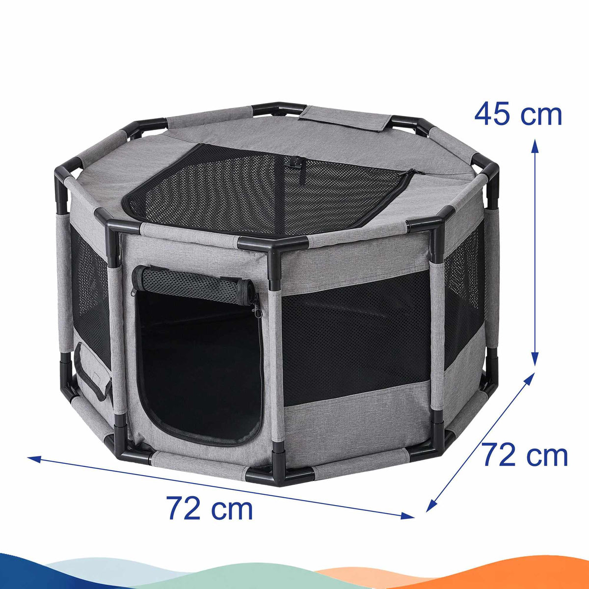 Large Indoor & Outdoor Puppy Playpen, Grey/Black Polyester