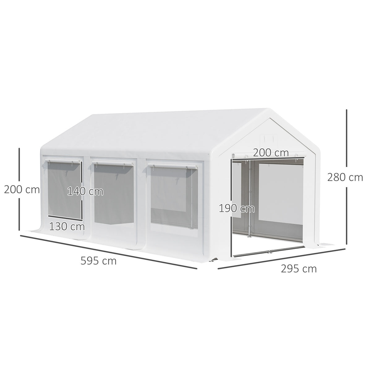 Large Party Tent 6X3M Removable Side Walls Doors Windows Outdoor Party White