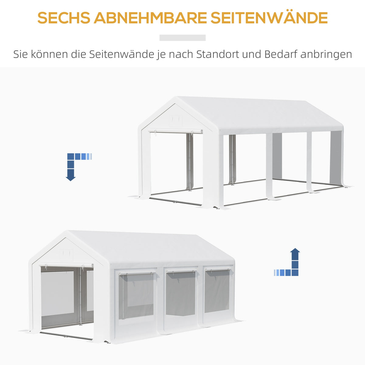 Large Party Tent 6X3M Removable Side Walls Doors Windows Outdoor Party White