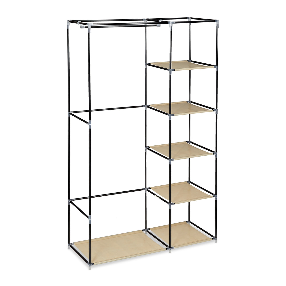 Large fabric wardrobe with clothes rail