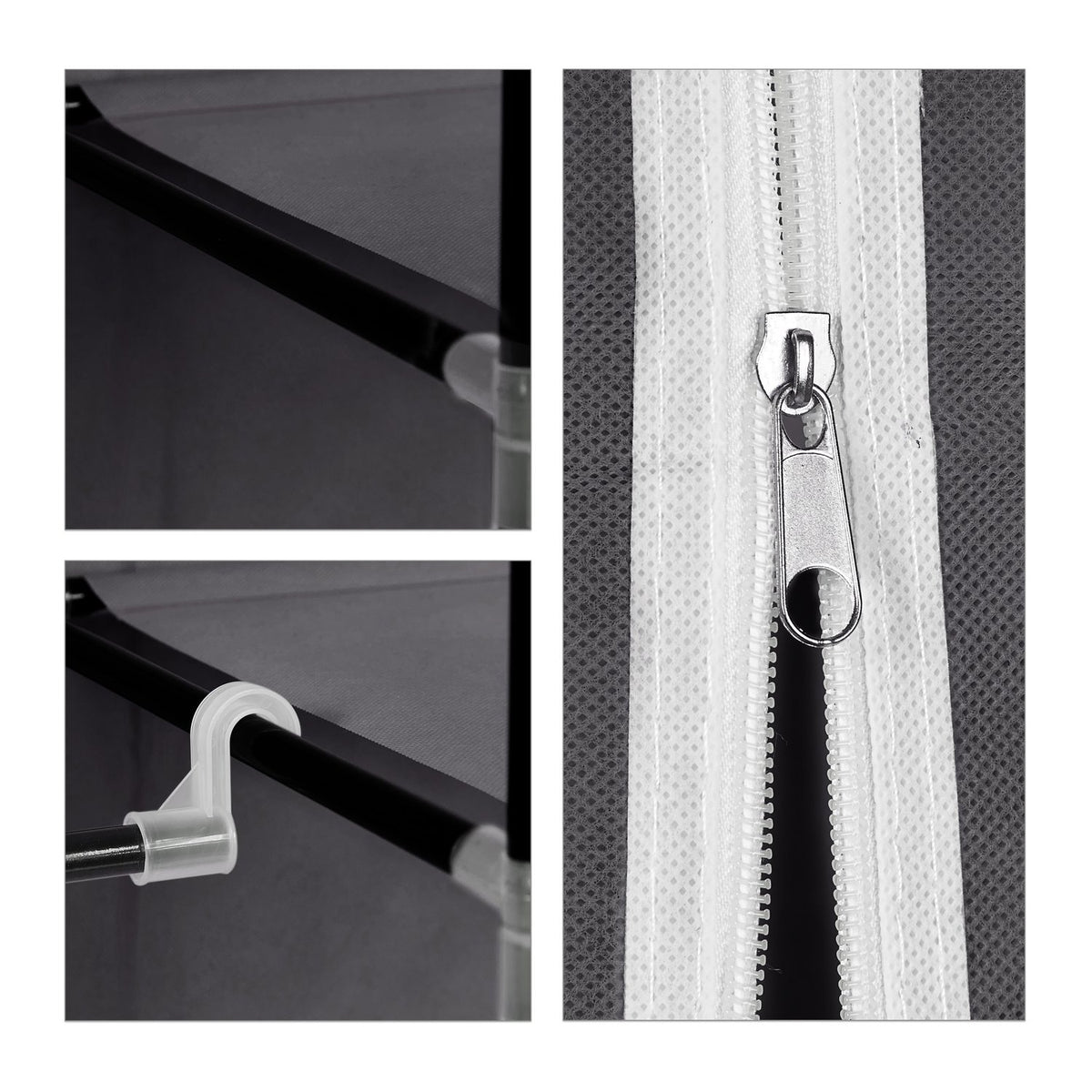 Large fabric wardrobe with clothes rail