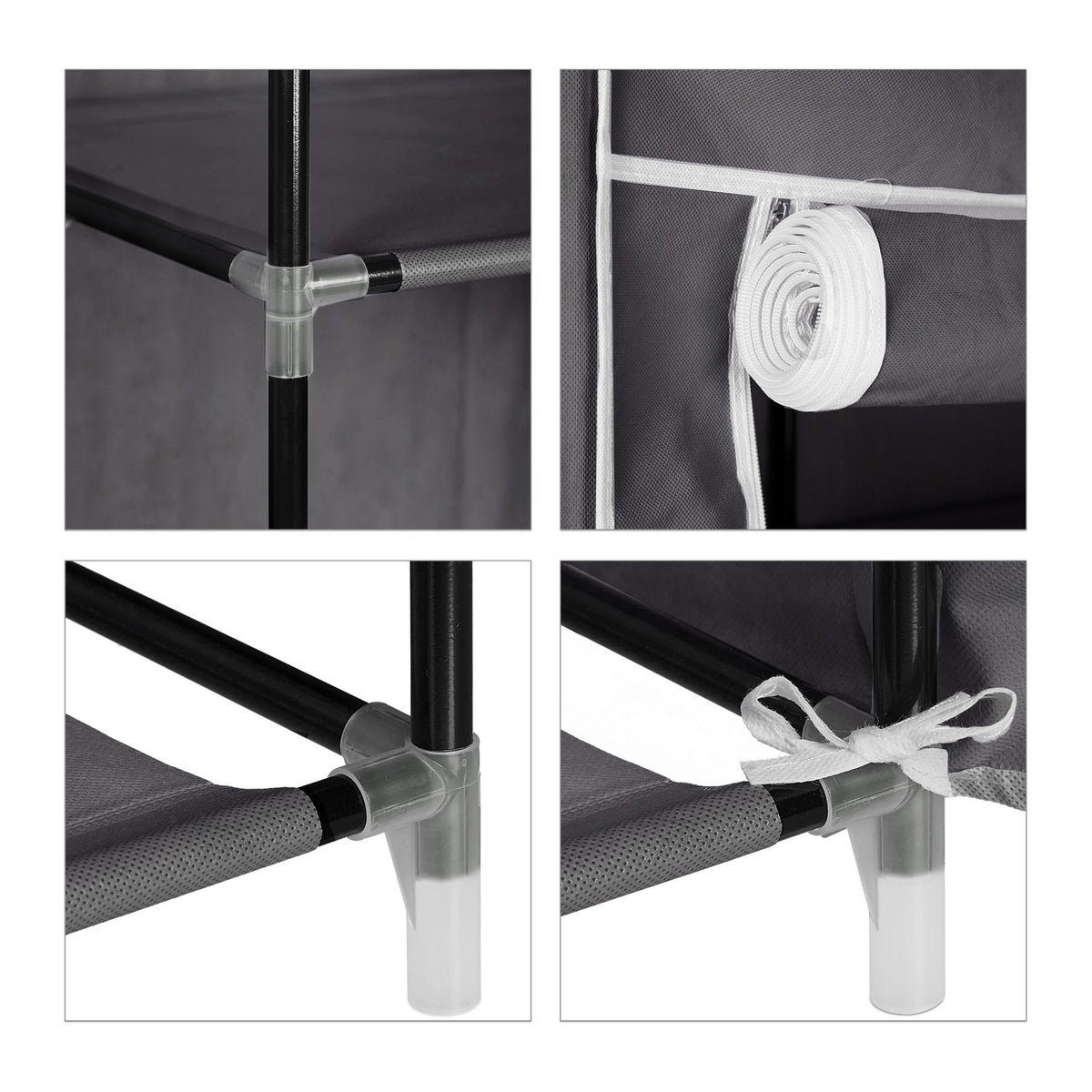 Large fabric wardrobe with clothes rail