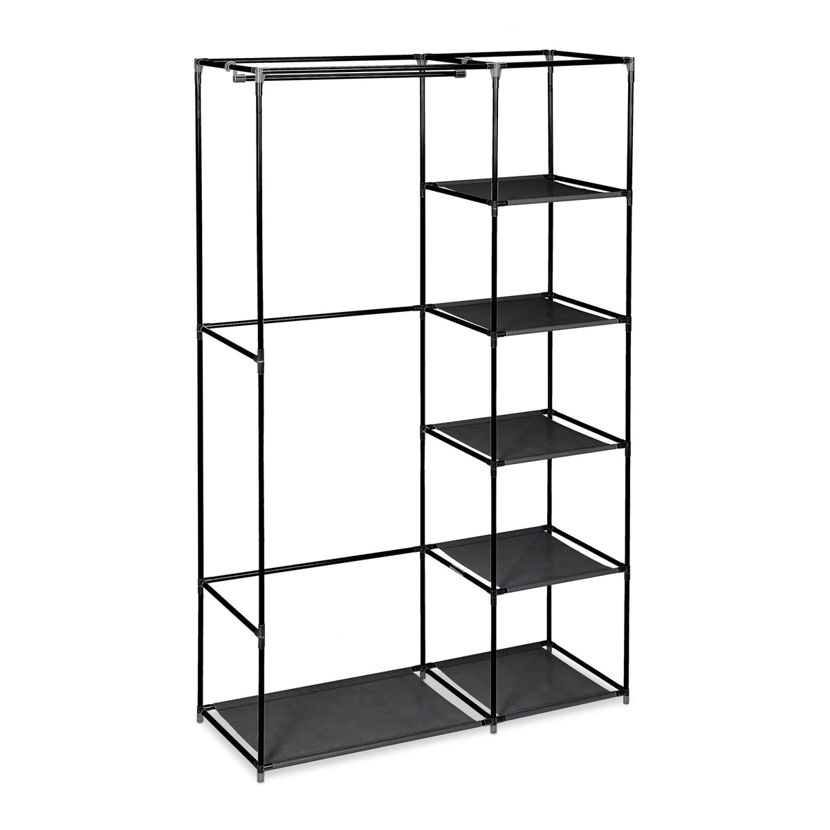 Large fabric wardrobe with clothes rail