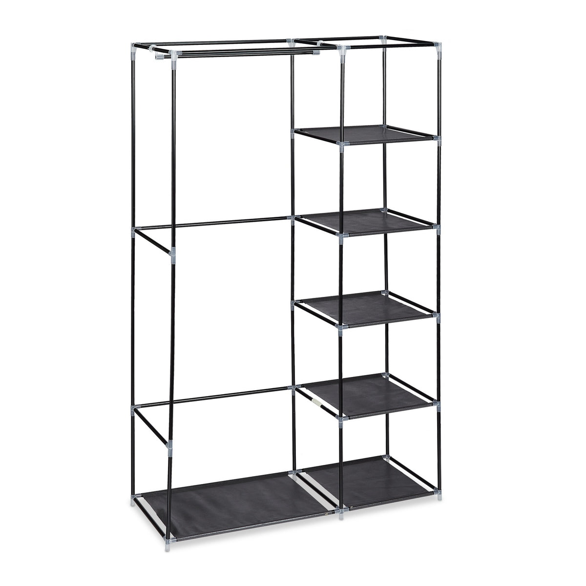 Large fabric wardrobe with clothes rail