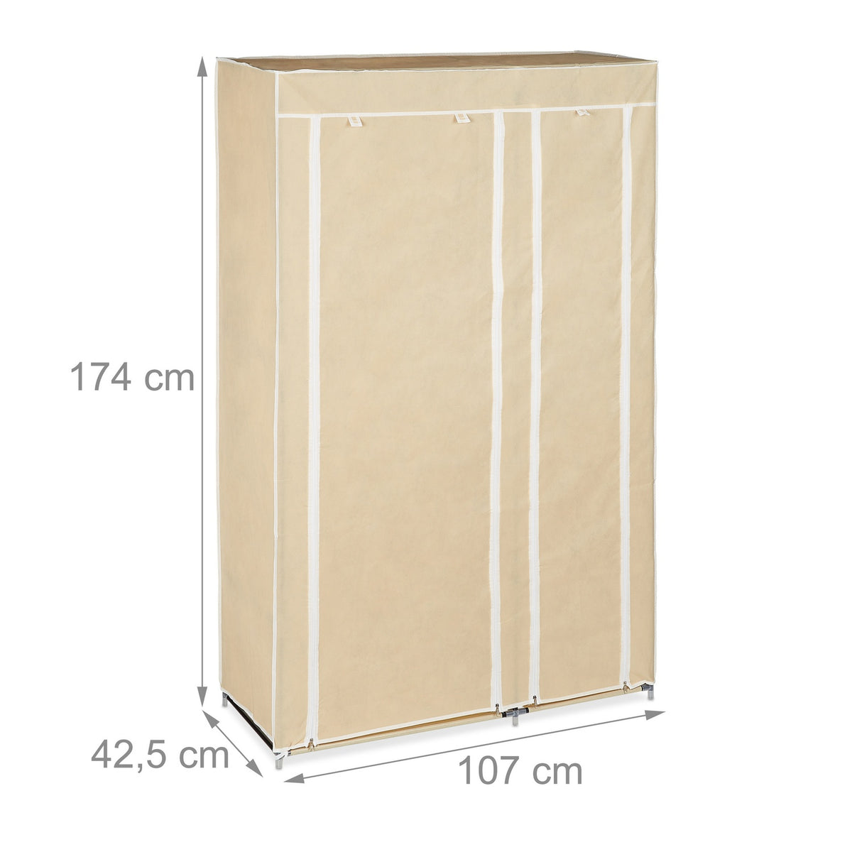 Large fabric wardrobe with clothes rail