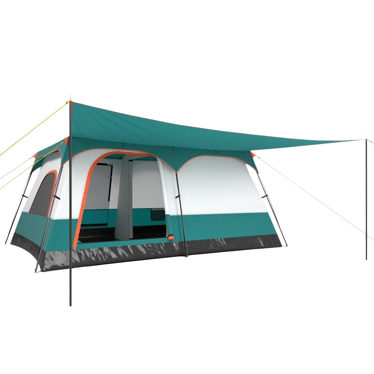 Large tent with awning & floor & 2 rooms & 2 entrances & carrying bag camping tent family tent L