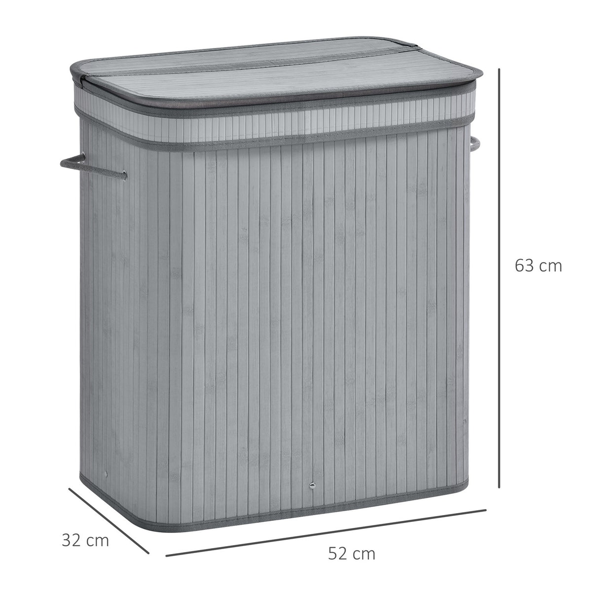 Laundry Basket 100L Laundry Hamper with Lid, Folding Removable Lining, Laundry Box for Bathroom, 52 x 32 x 63 cm, Gray