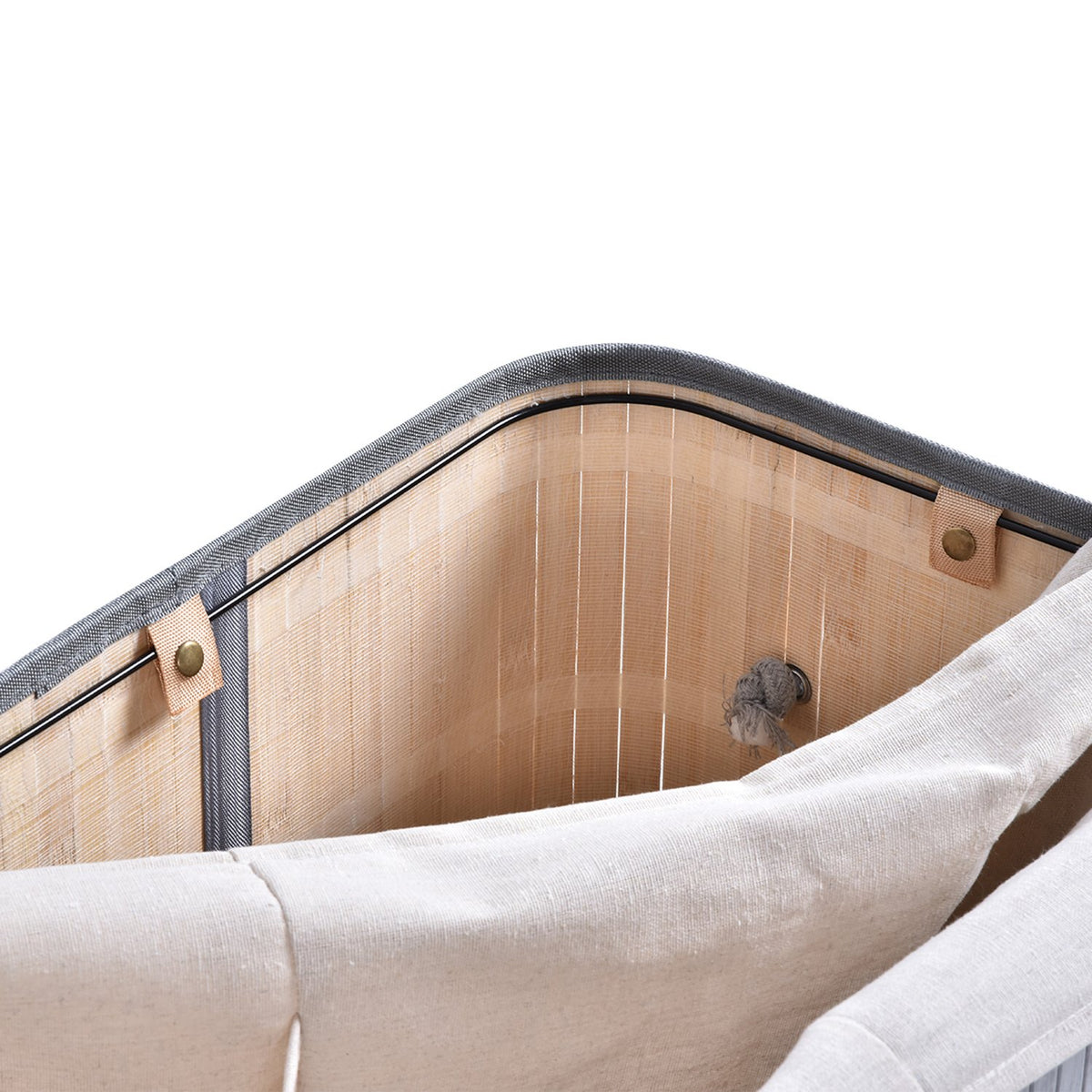 Laundry Basket 100L Laundry Hamper with Lid, Folding Removable Lining, Laundry Box for Bathroom, 52 x 32 x 63 cm, Gray