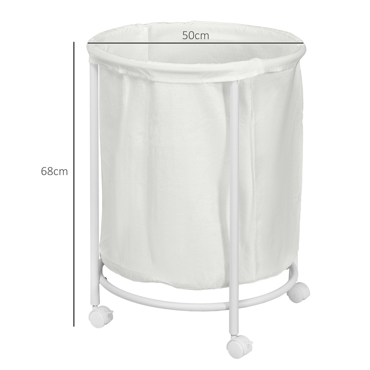 Laundry Basket 100L Laundry Hamper with Wheels, Steel Frame, Laundry Box with Removable Laundry Bag for Bathroom, Cream