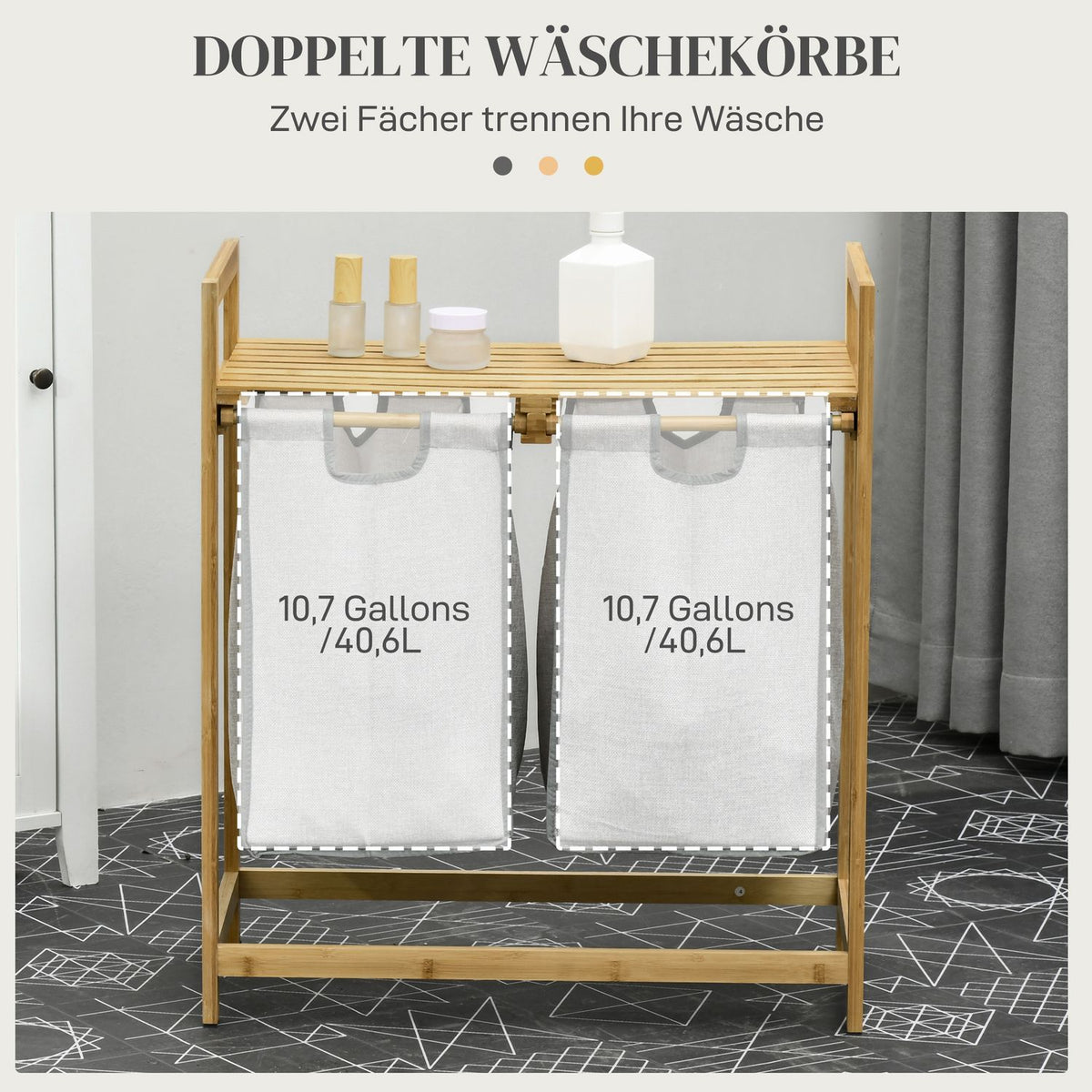 Laundry Basket 81.2 L Laundry Box with 2 Removable Laundry Bags, Laundry Hamper with Platform, Handle, for Bathroom, Bamboo, Natural