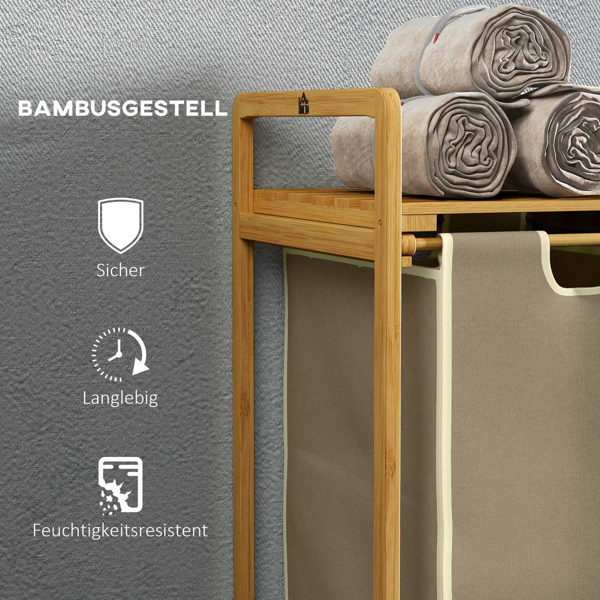 Laundry Basket Laundry Box With 2 Removable Laundry Bags Laundry Hamper For Bathroom Bamboo Cream 63.5 X 33 X 73 Cm