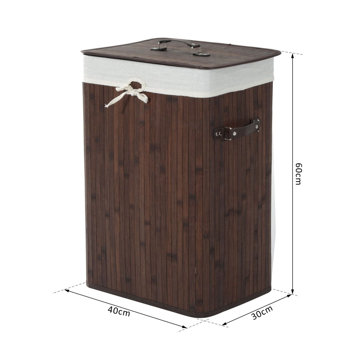 Laundry Basket With Lid 72L Laundry Hamper Foldable Washable Laundry Bag Bamboo With Handles Dark Brown 40X30X60Cm
