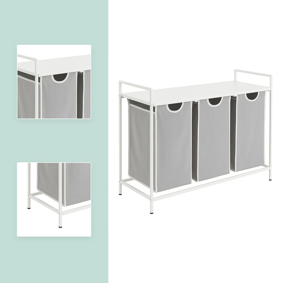 Laundry Sorter with 3 Bags and Shelf – Metal Frame