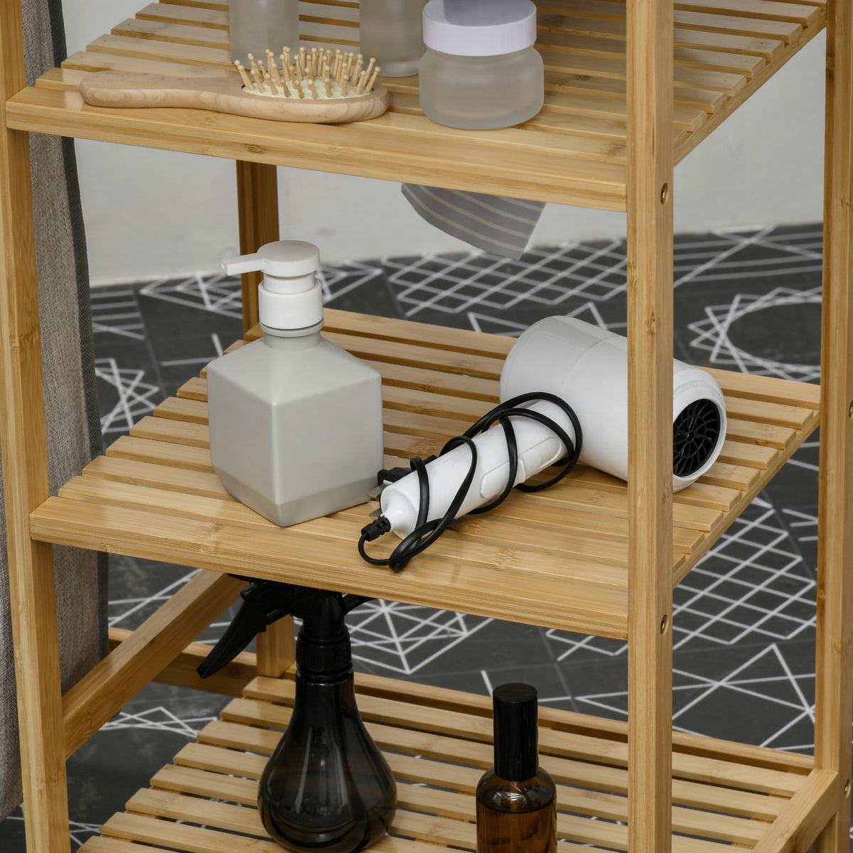 Laundry basket 57.4 L laundry basket with ironing board, iron, laundry box with 3-tier shelf, extendable and removable bag