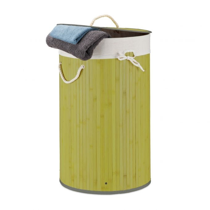 Laundry basket bamboo round