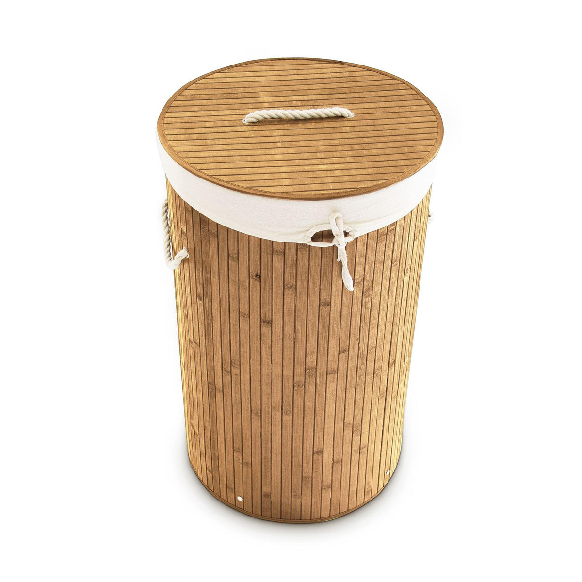 Laundry basket bamboo round