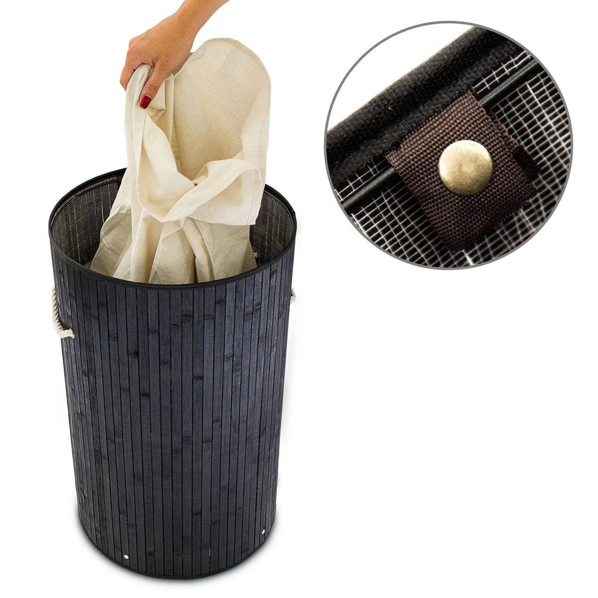 Laundry basket bamboo round