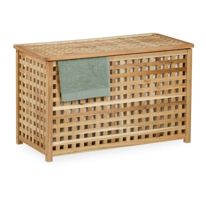 Laundry basket in walnut with sack