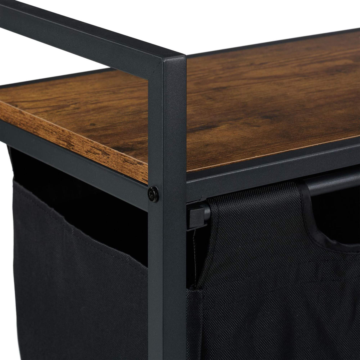 Laundry basket stand with shelf