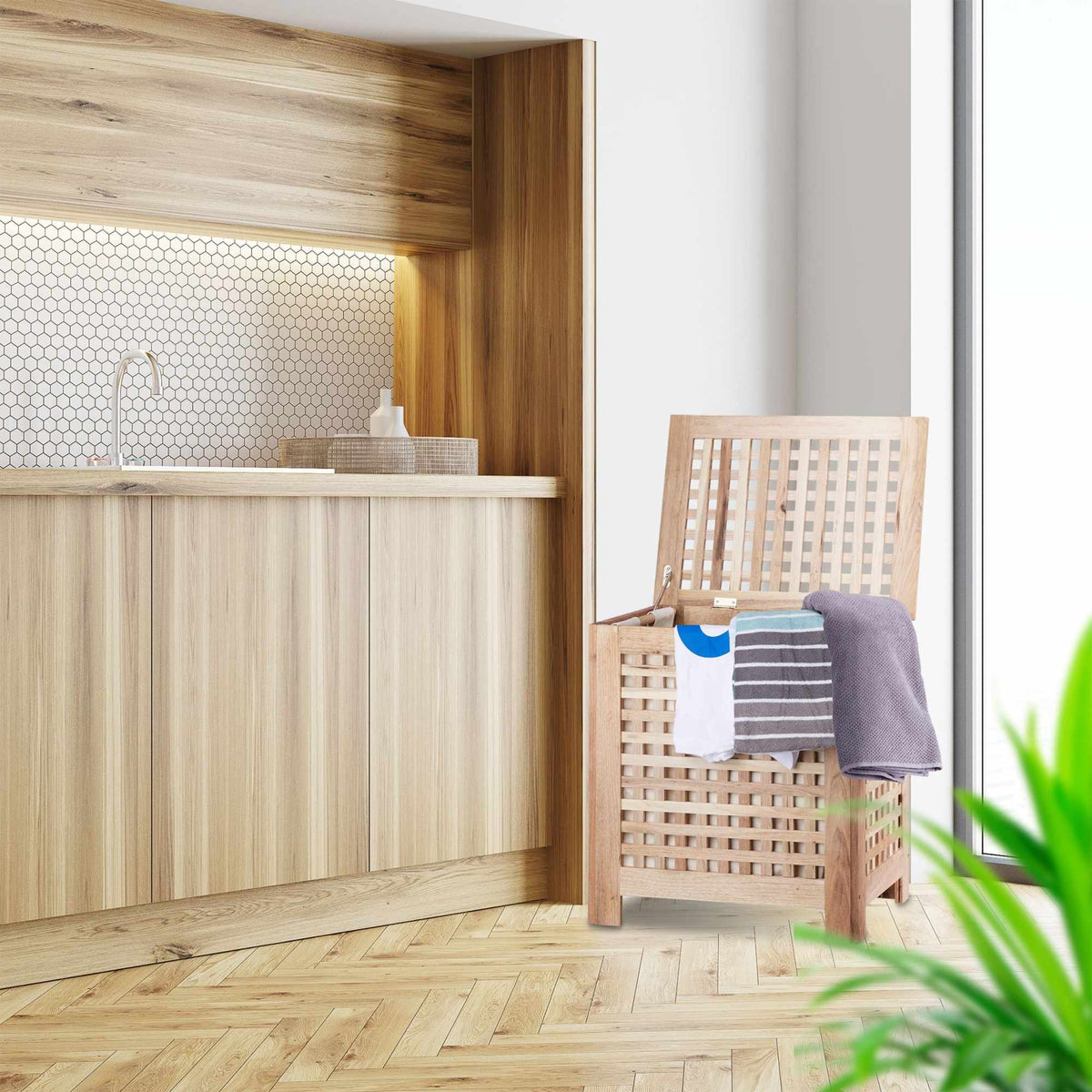 Laundry basket walnut