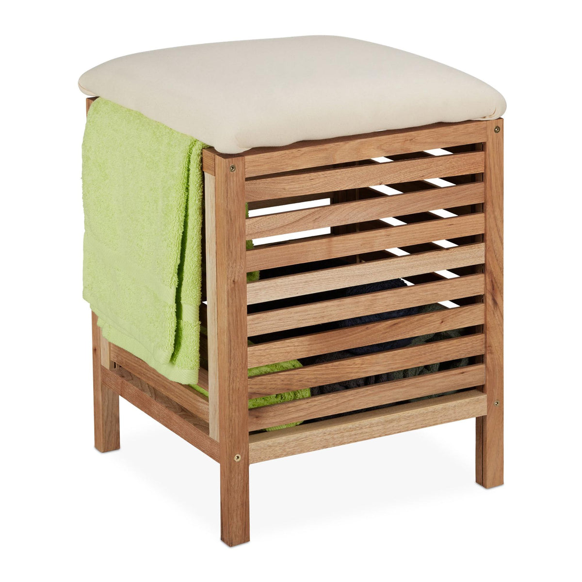 Laundry basket with seat Walnut Wood