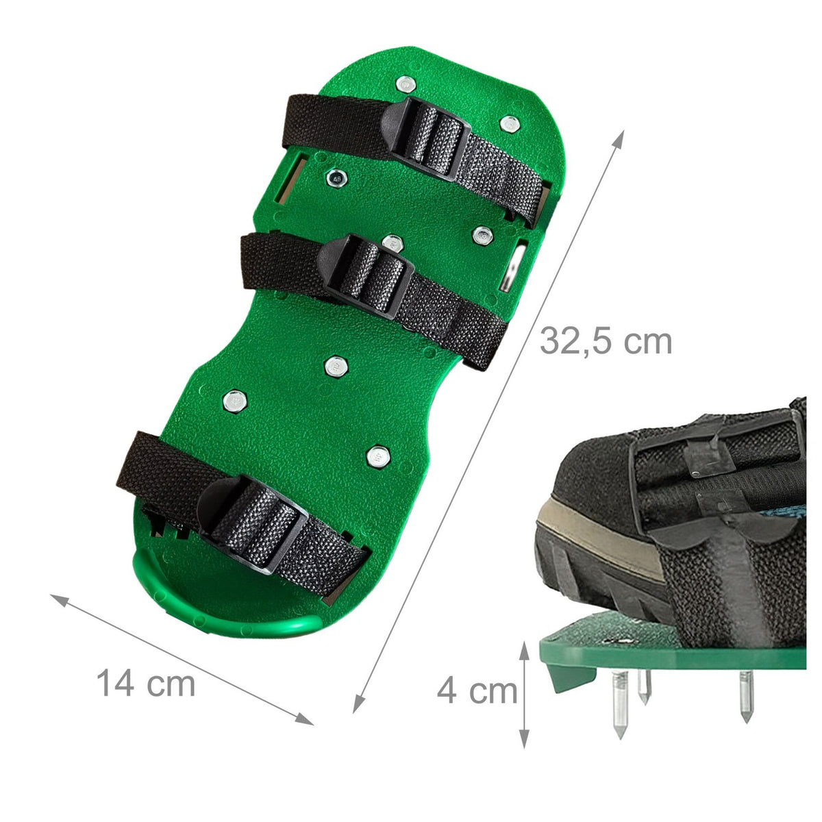 Lawn Aerator Shoes – Adjustable, One-Size, 13 Spikes
