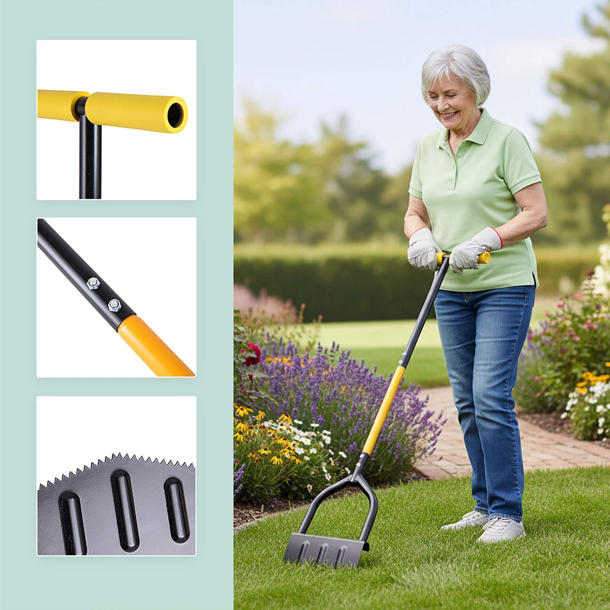 Lawn Edger with Serrated Steel Blade, Long Handle