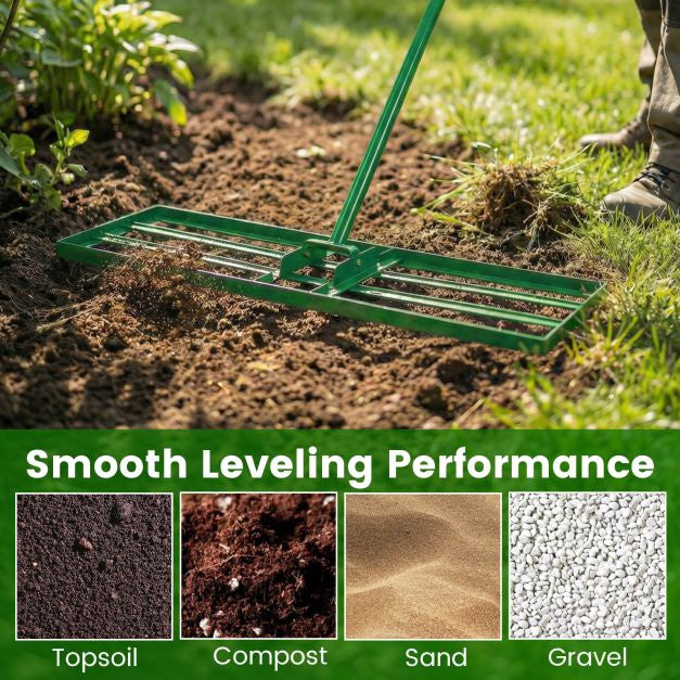 Lawn Leveling Rake, 91x25 cm, Adjustable Handle