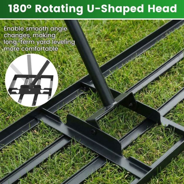 Lawn Leveling Rake, Adjustable Handle, 180 U-Head