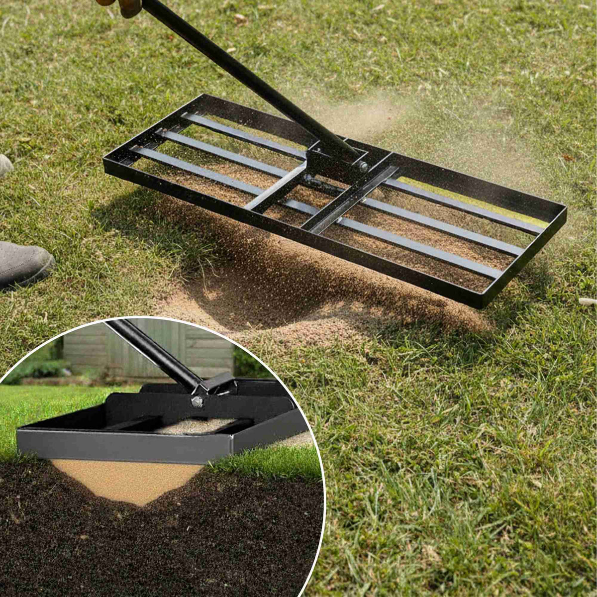 Lawn Rake, Steel, 76x25 cm, Back-Friendly Handle