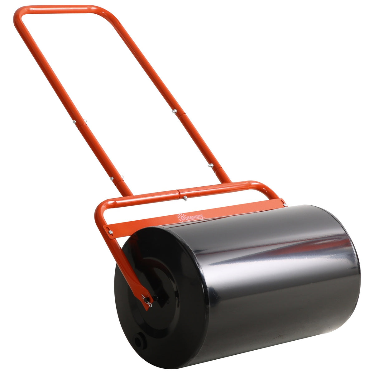 Lawn roller 50cm wide, garden roller can be filled with 38L water/62kg sand, hand roller with U-shaped handle, lawn roller made of steel, field roller, red