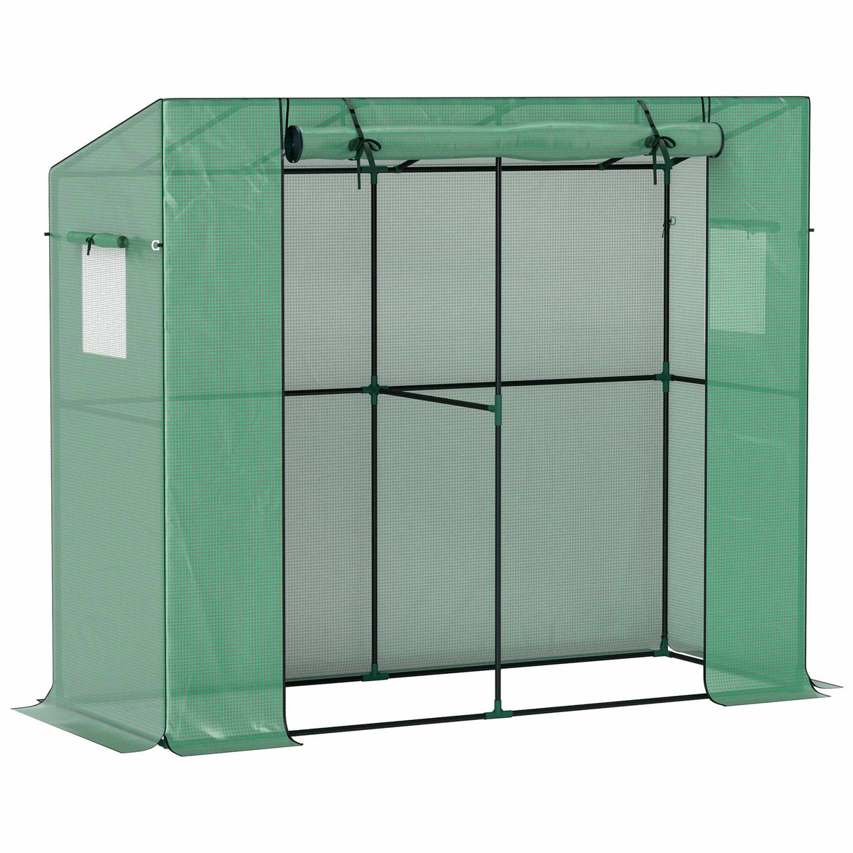 Lean-To Mini Greenhouse with UV Cover, Roll-Up Door