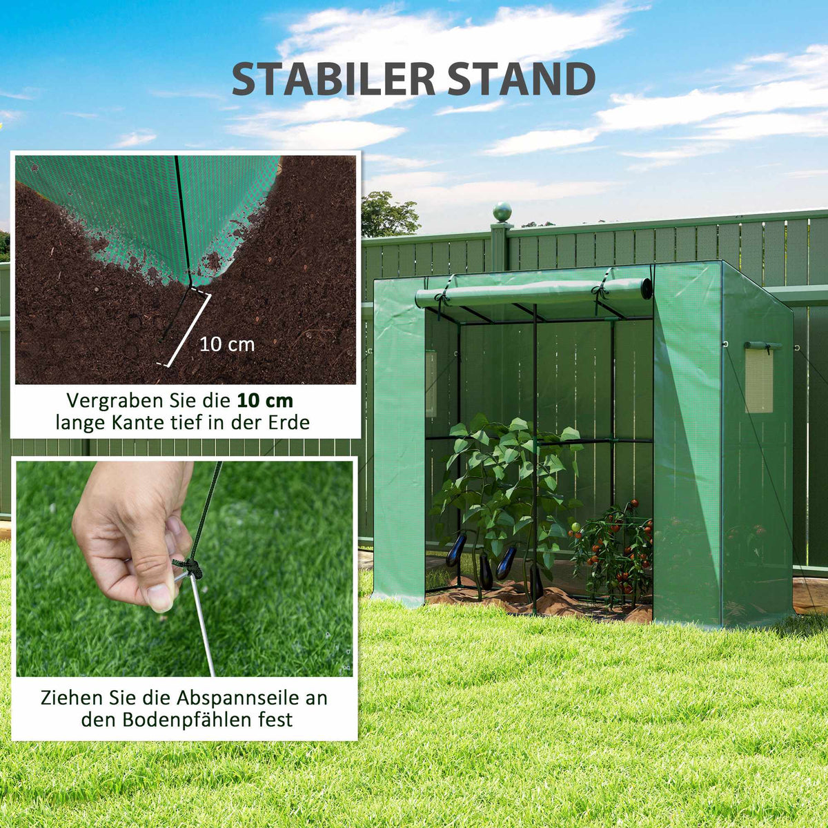 Lean-To Mini Greenhouse with UV Cover, Roll-Up Door