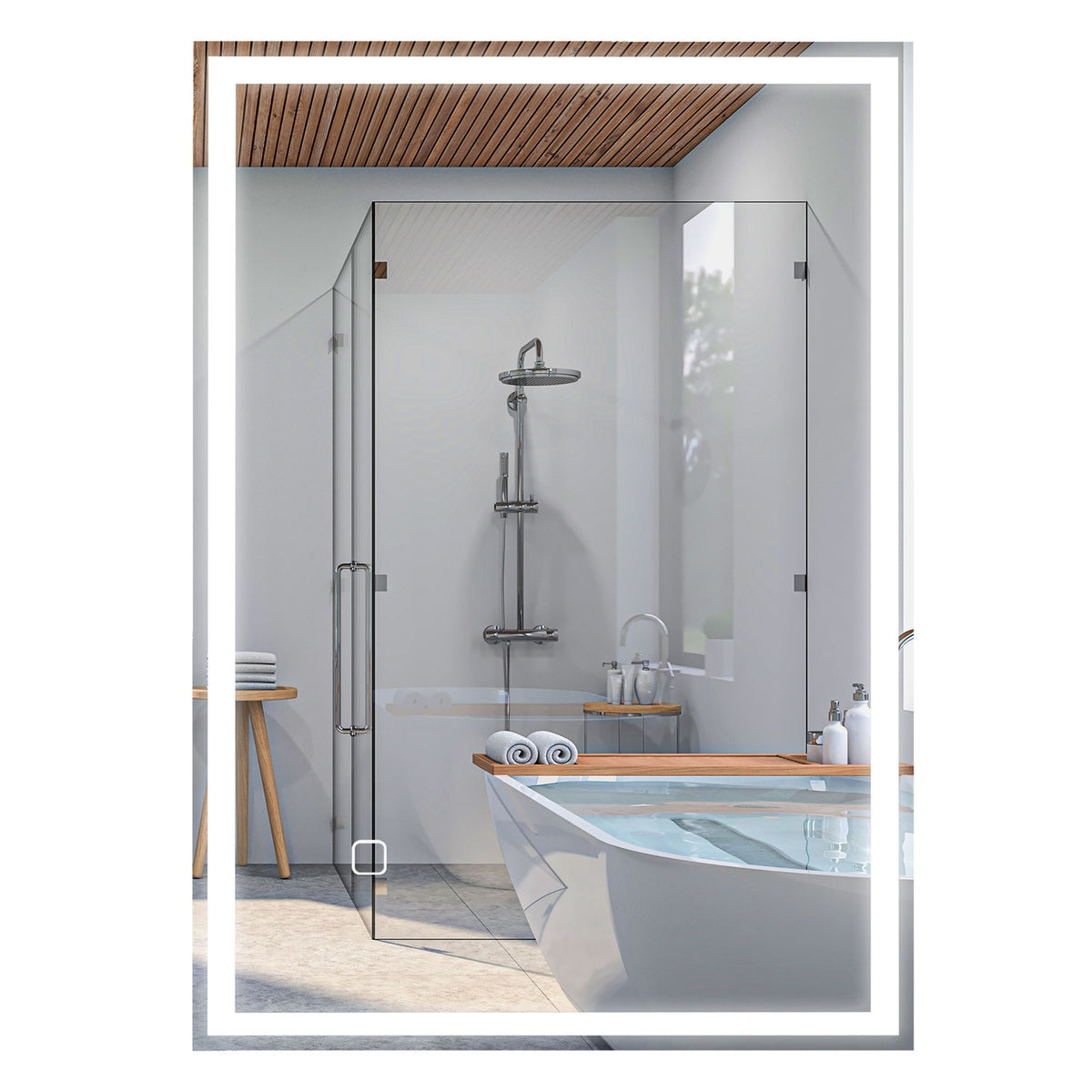 Led Bathroom Mirror Wall Mirror 80X60Cm Fog-Free Touch Switch Ip44