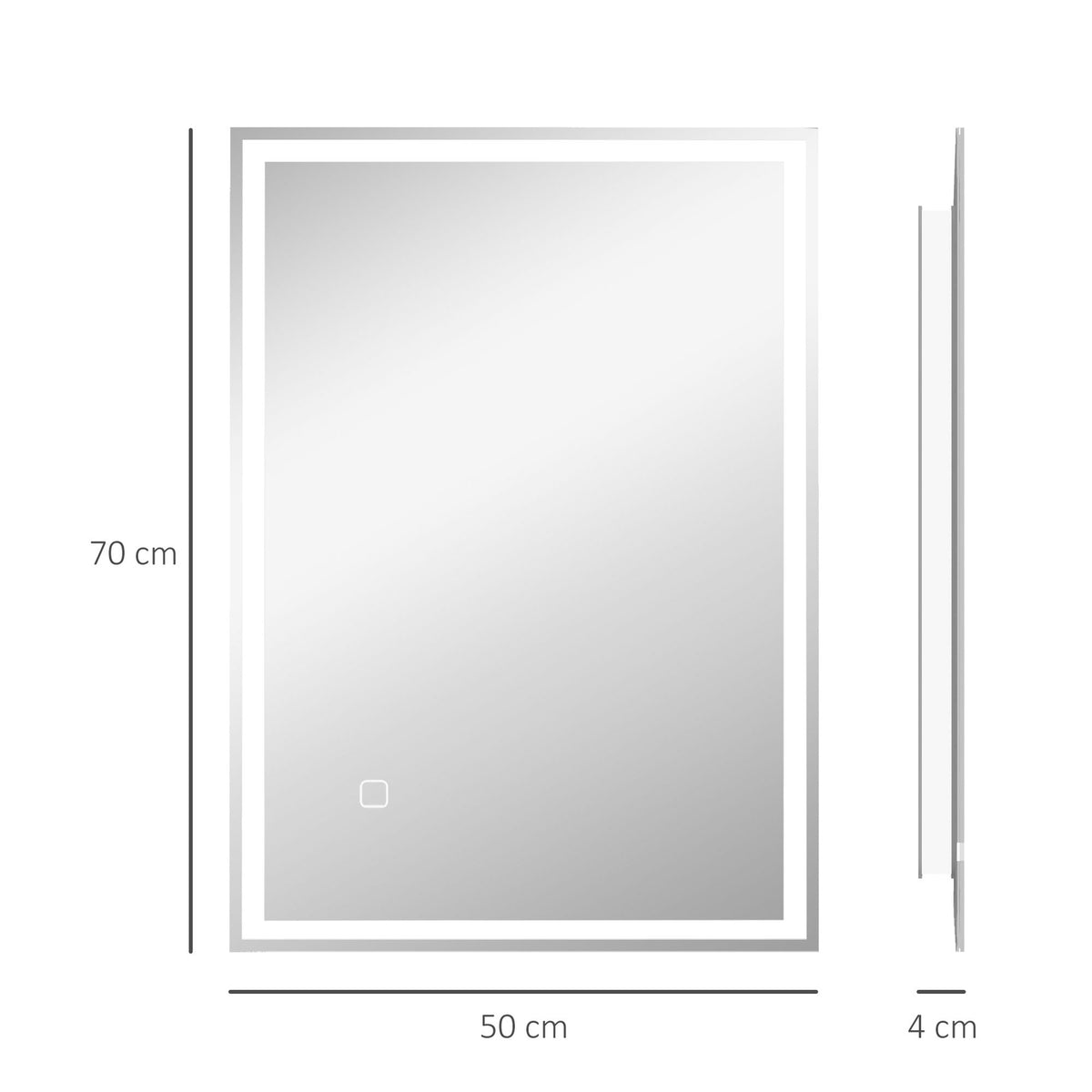 Led Bathroom Mirror Wall Mirror 80X60Cm Fog-Free Touch Switch Ip44