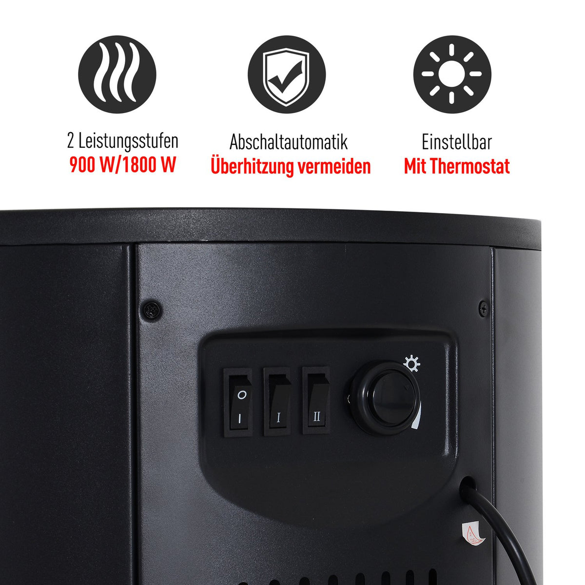 Led Electric Fireplace Wall Fireplace Freestanding Fireplace Stove With Flame Effect 900/2000W 41X41X64.5Cm