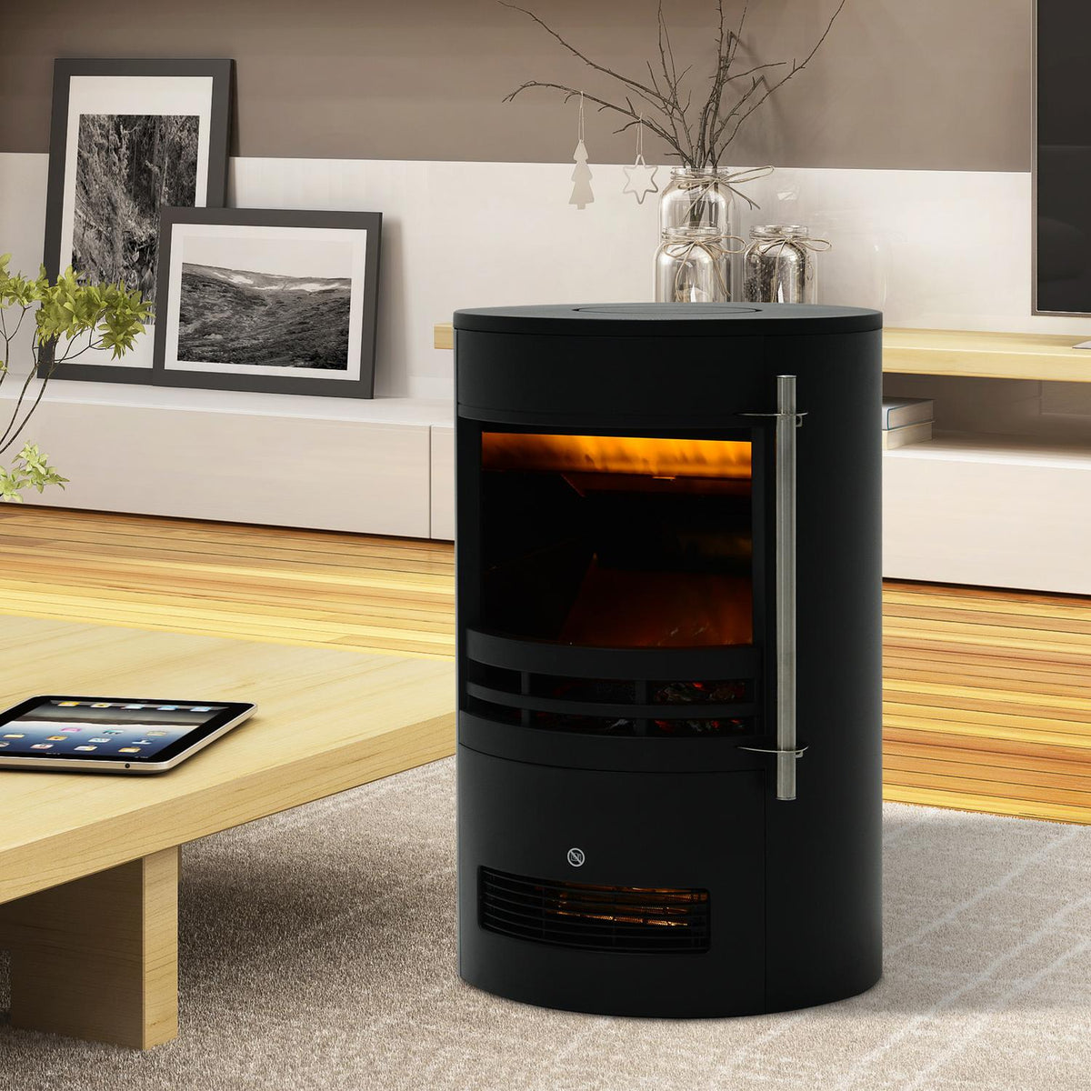 Led Electric Fireplace Wall Fireplace Freestanding Fireplace Stove With Flame Effect 900/2000W 41X41X64.5Cm